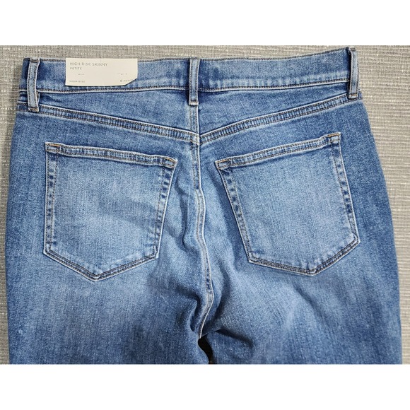 Loft Outlet High Rise Skinny Petite Jeans Blue Fringed Side Stripe 6P NEW - Picture 6 of 11